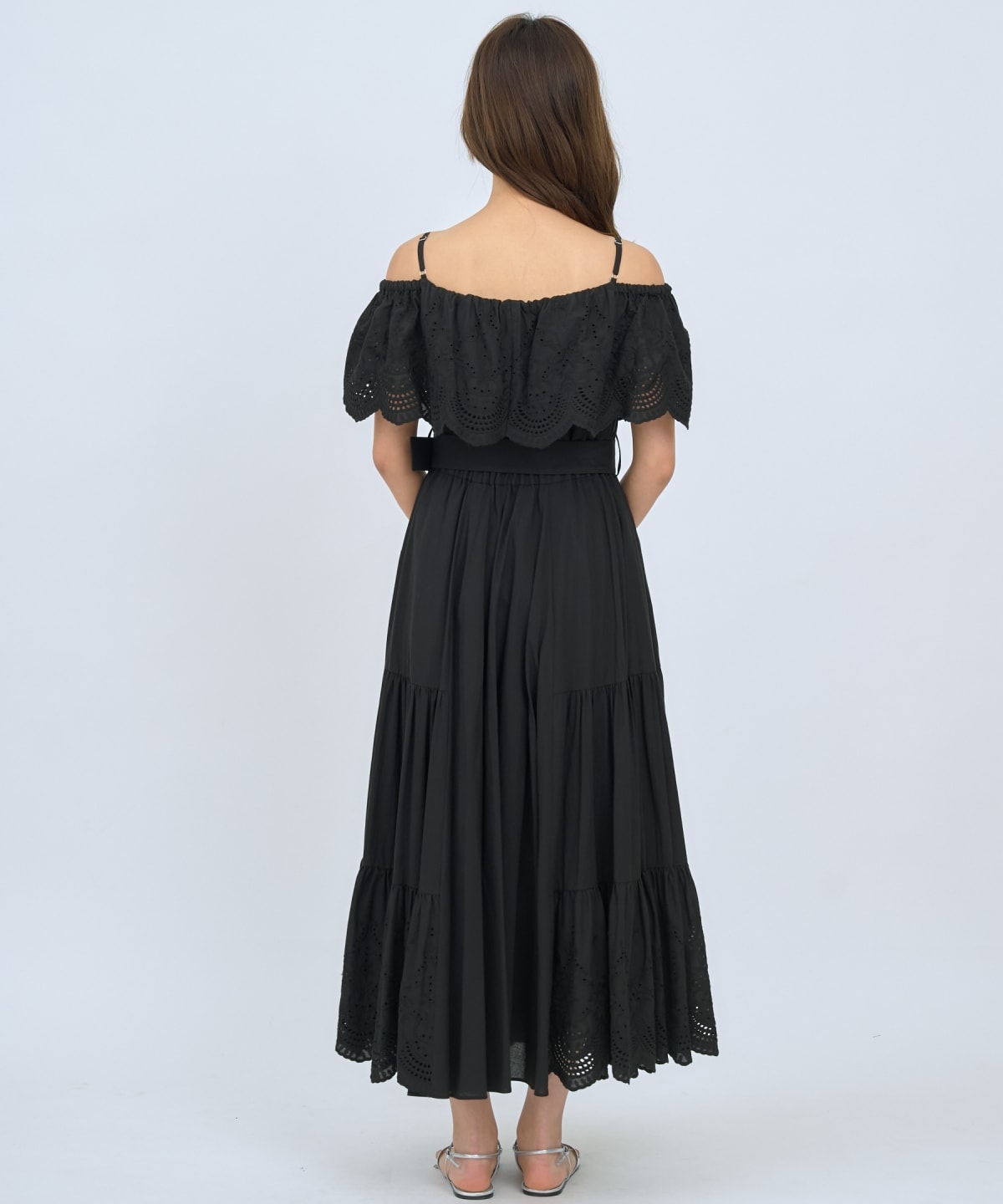 レースオフショルティアードワンピース