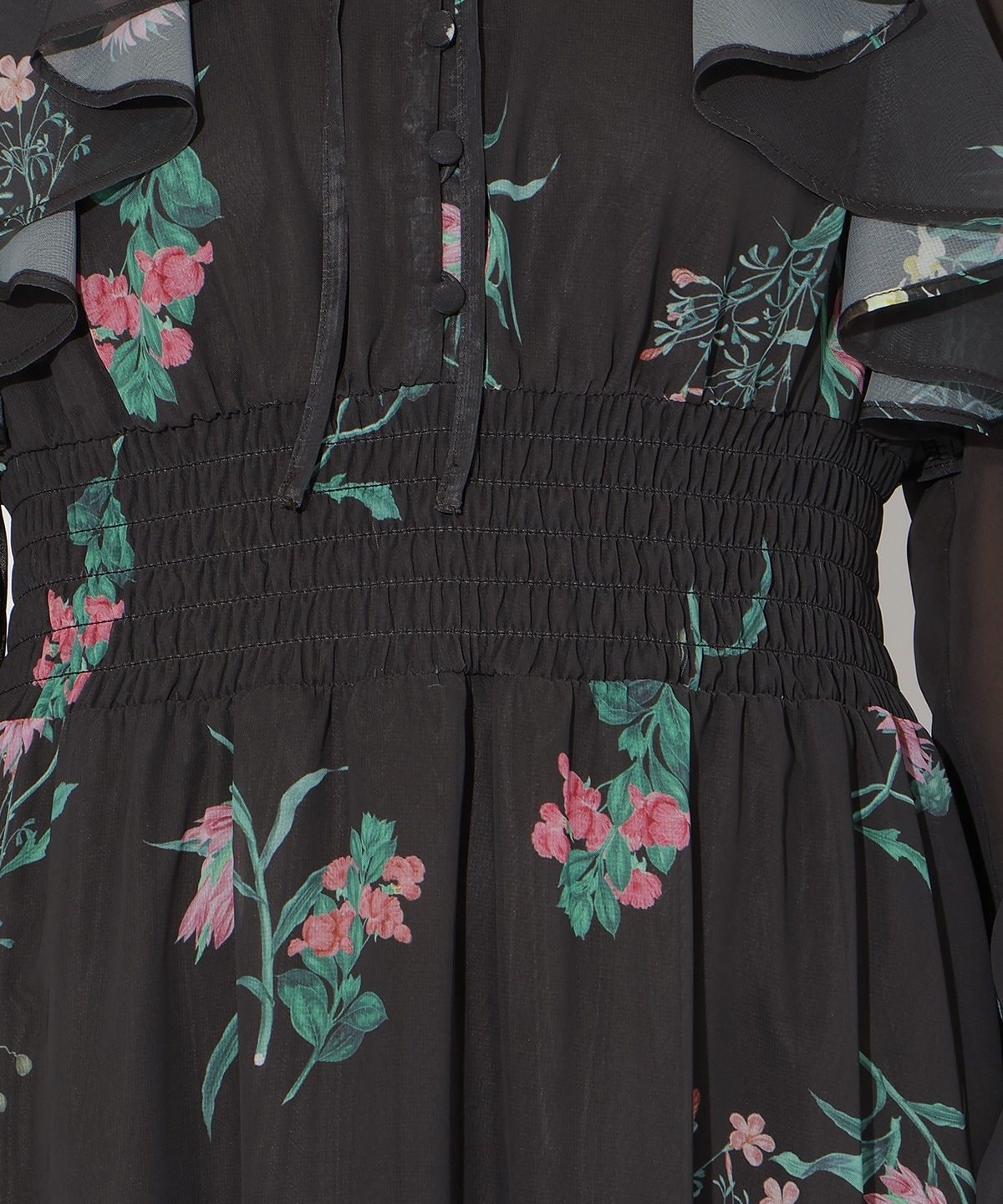 【先行予約受付中】フリルケープフラワープリントワンピース