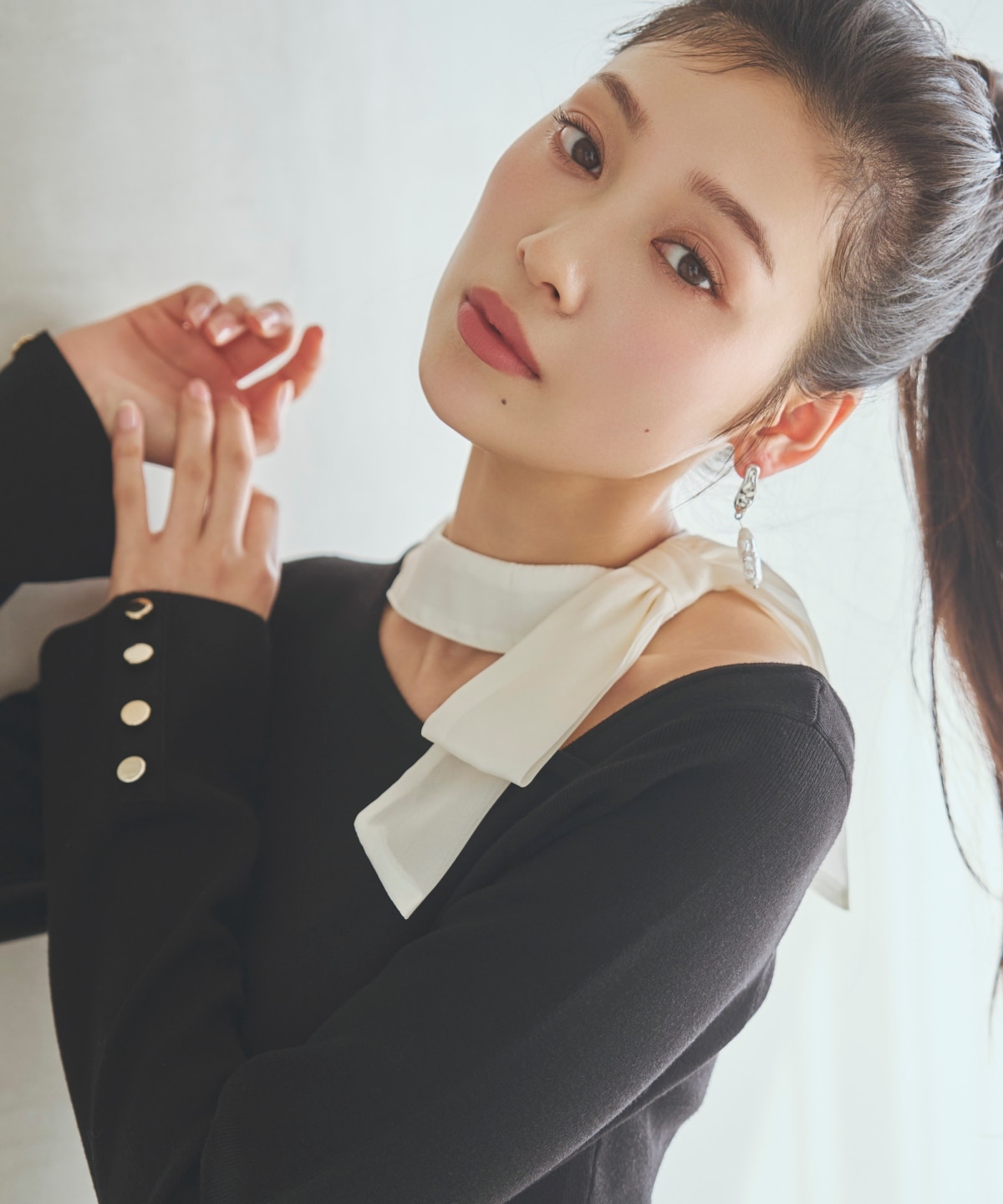 【先行予約受付中】リボン付きニットドッキングワンピース