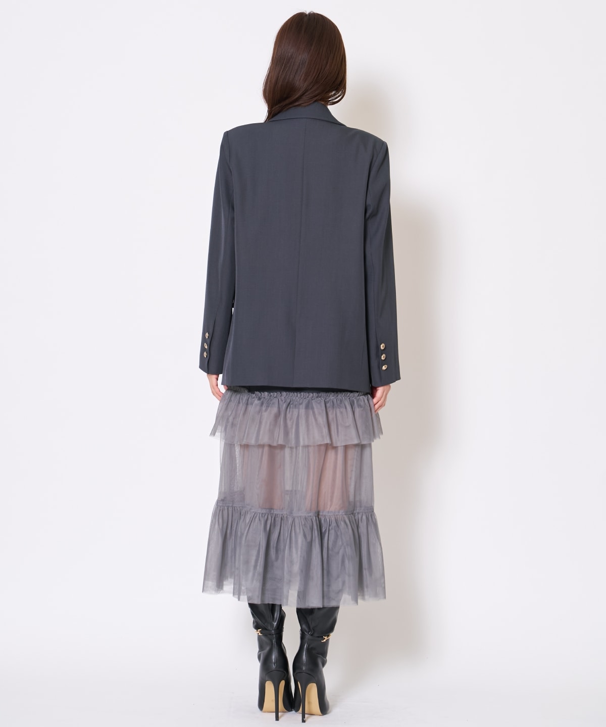 【先行予約受付中】ジャケット×シアーティアードワンピース