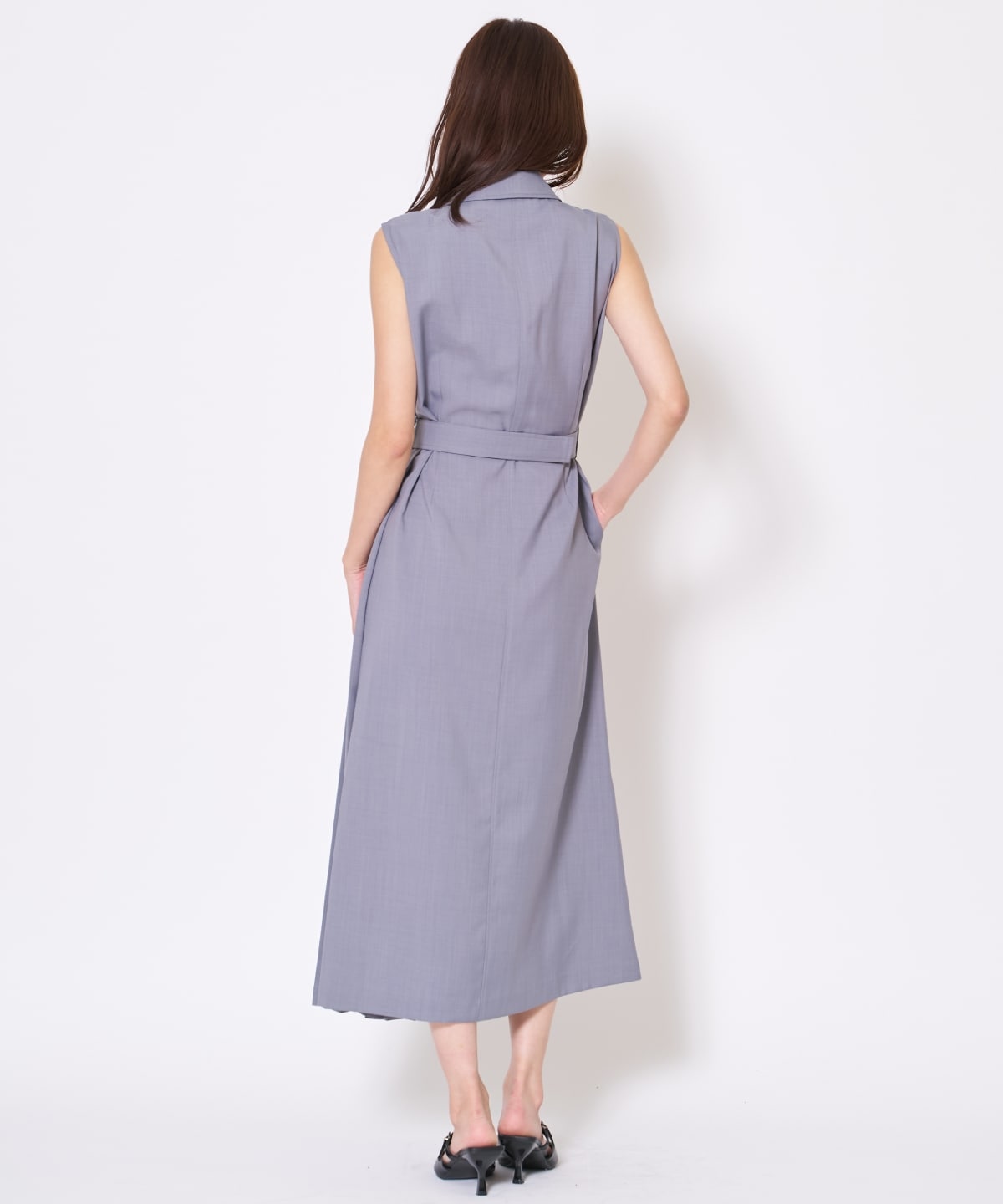 【先行予約受付中】アシメプリーツロングジレワンピース