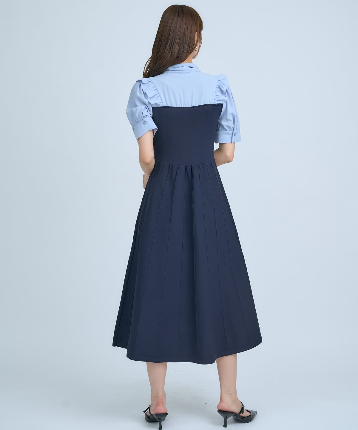 【先行予約受付中】ニットビスチェ風ボウタイワンピース