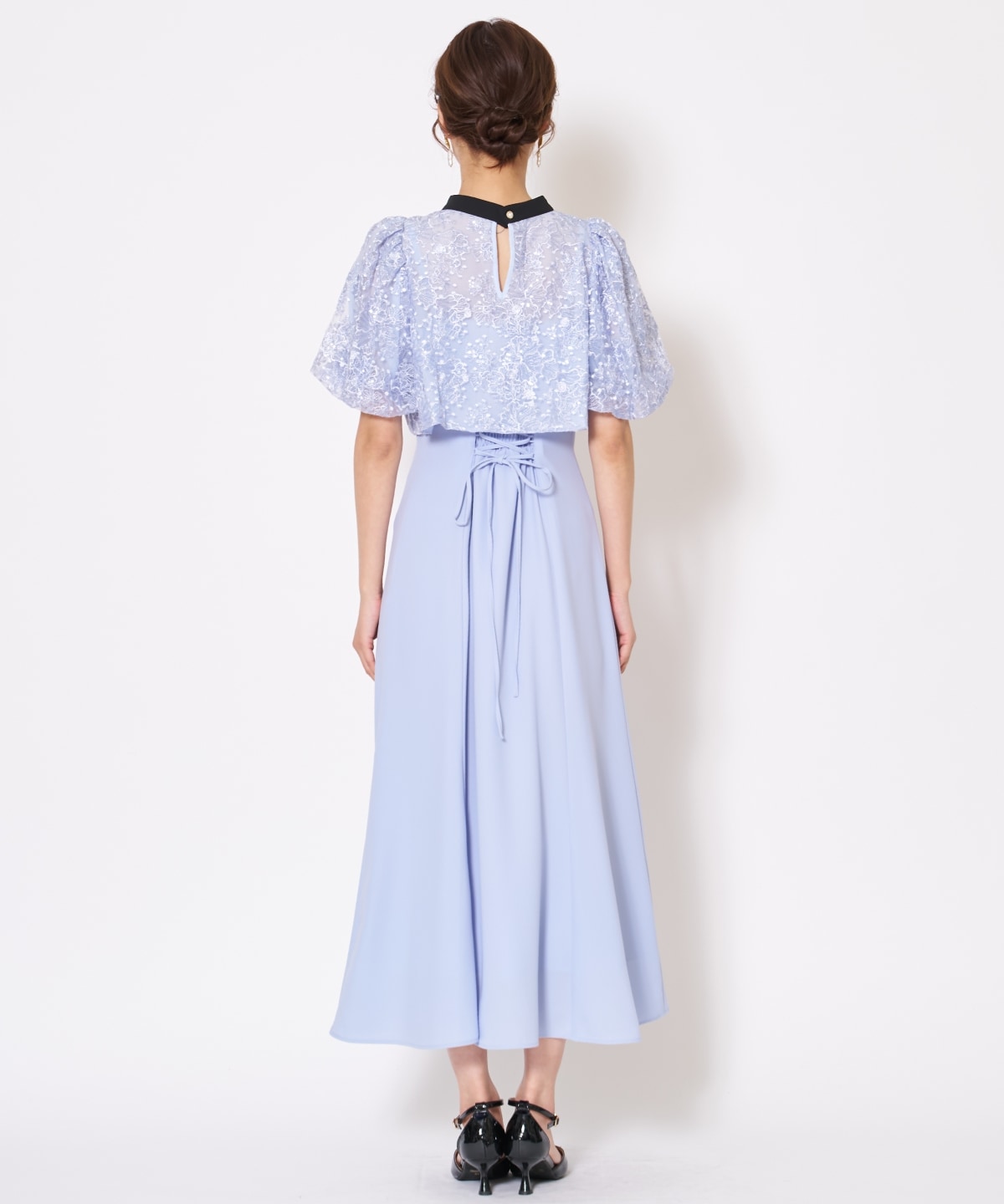 サテントリミングブラウス×ドレス