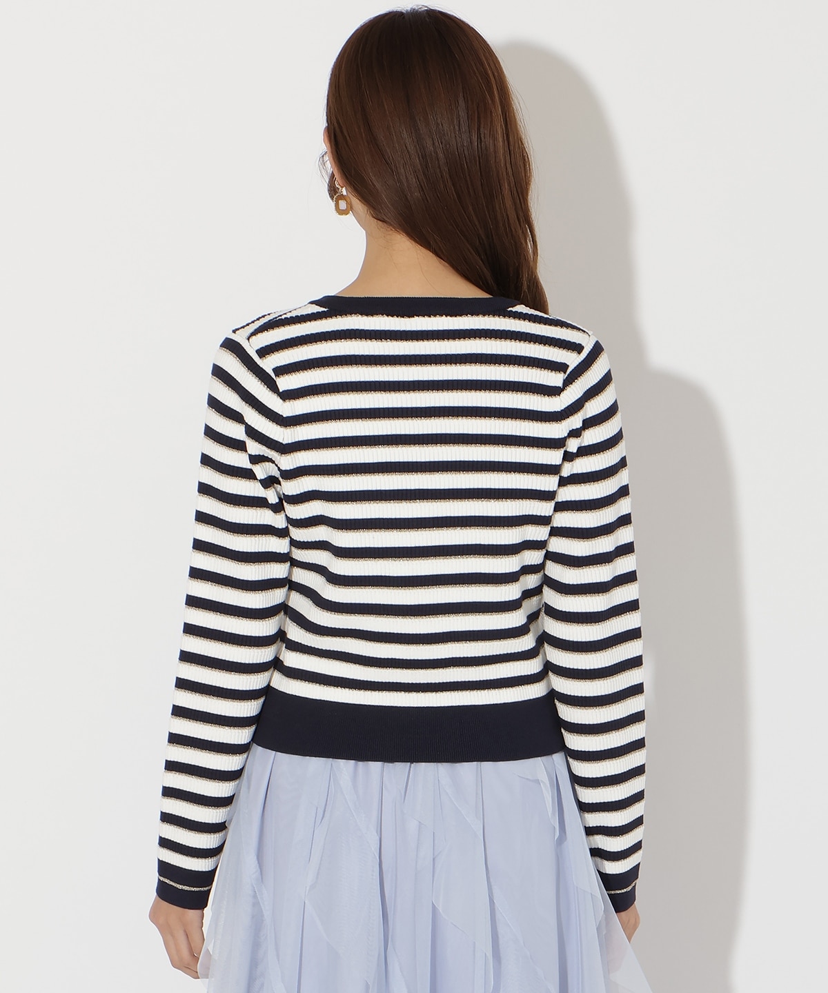 ラメボーダーニットカーディガン