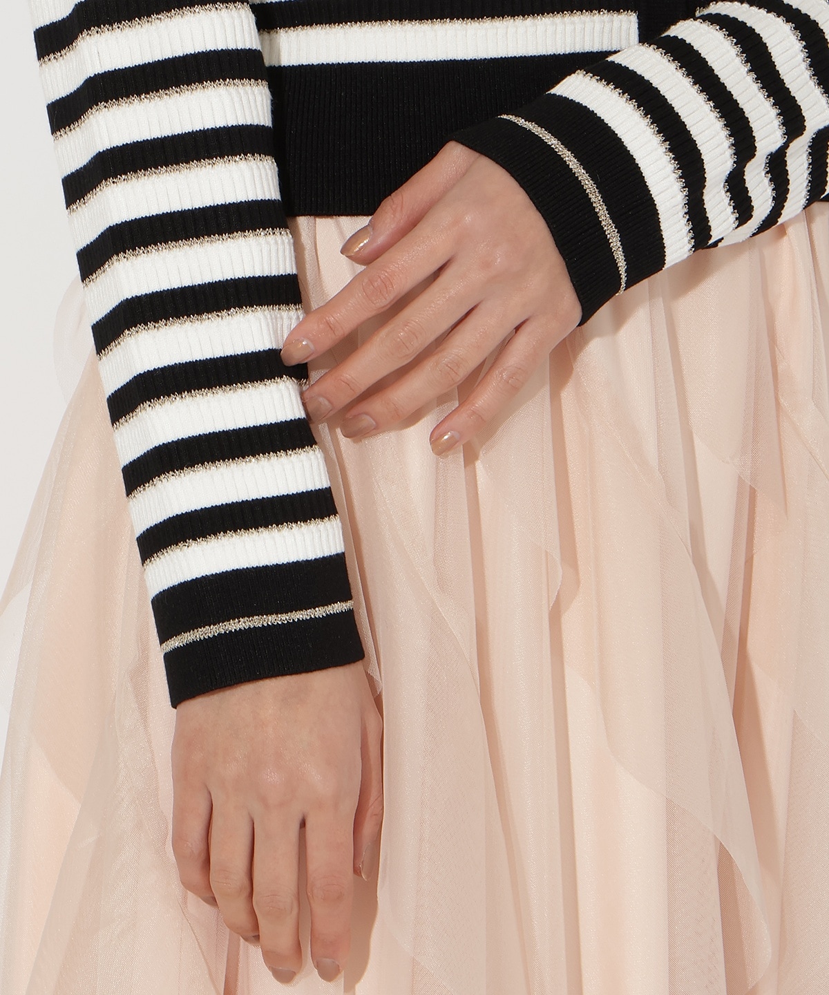 ラメボーダーニットカーディガン