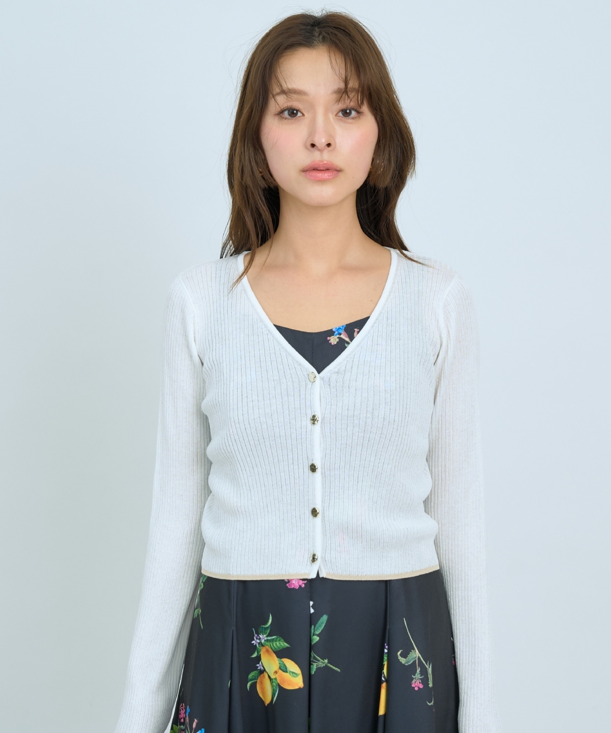 【5/14(木)一部店舗先行発売】シアーリブクロップドニットカーディガン