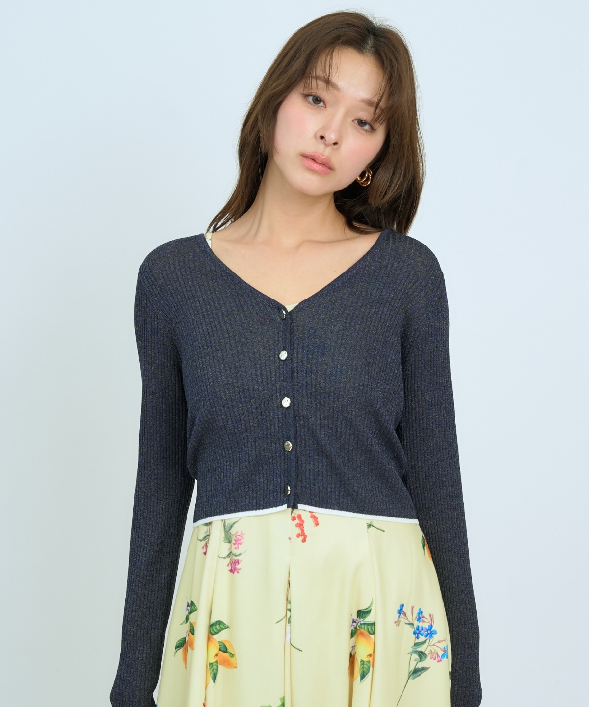 【5/14(木)一部店舗先行発売】シアーリブクロップドニットカーディガン