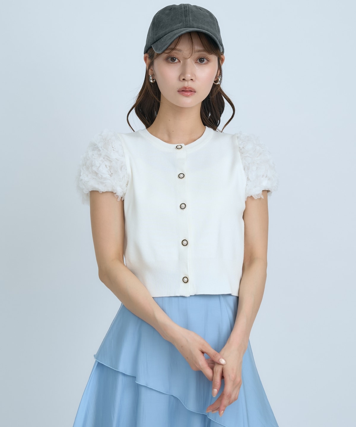 フラワーチュールスリーブカーディガン