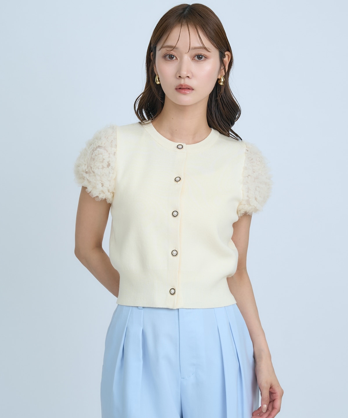 フラワーチュールスリーブカーディガン