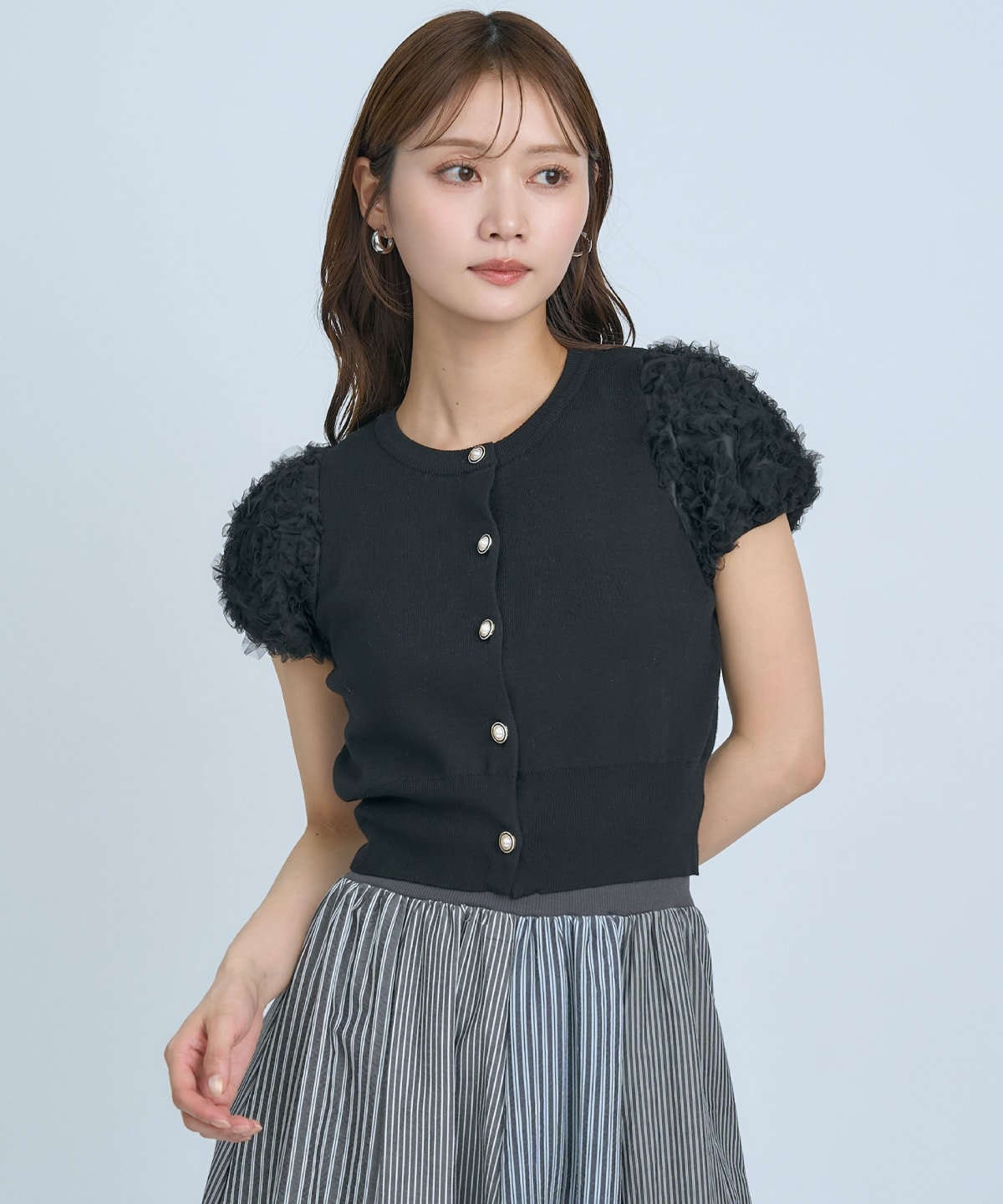 フラワーチュールスリーブカーディガン