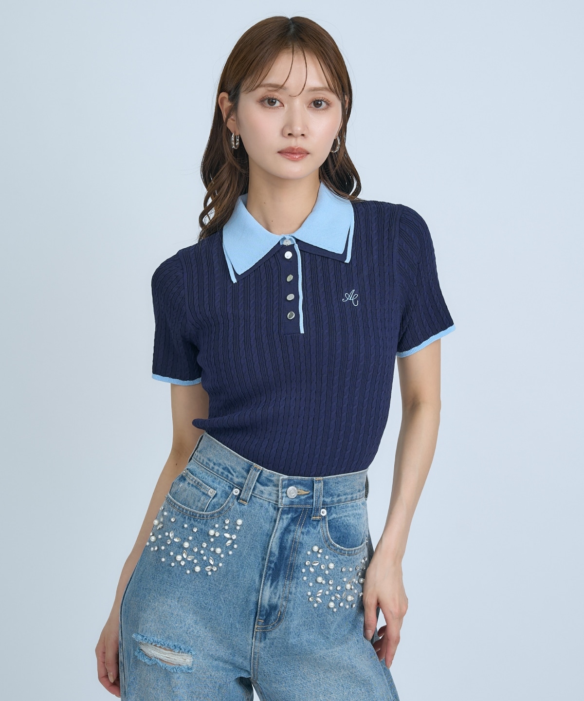 【先行予約受付中】ダブルカラーケーブルポロニット