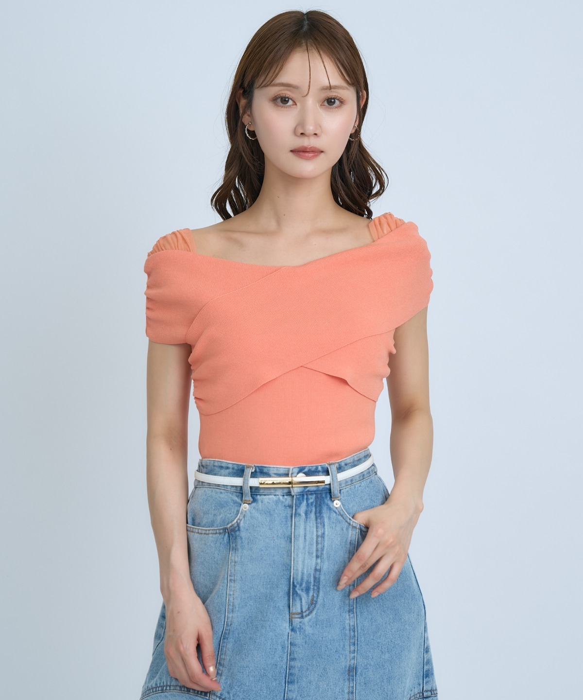 【先行予約受付中】クロスネックオフショルニットプルオーバー