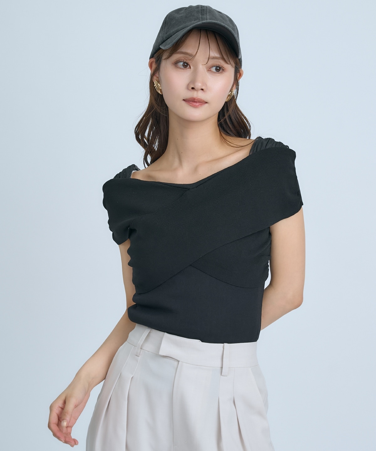 【先行予約受付中】クロスネックオフショルニットプルオーバー