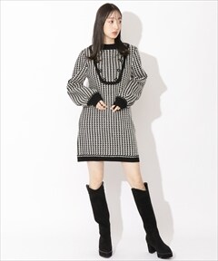 ニットジャガード釦デザインミニニットワンピース F グリーン Redyazel 公式オンラインショップ バーンデストローズ