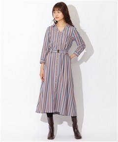 オリジナルレトロストライプワンピース S サックス Redyazel 公式オンラインショップ バーンデストローズ