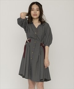 ダブルバックル５分袖シャツワンピース F エンジ Redyazel 公式オンラインショップ バーンデストローズ
