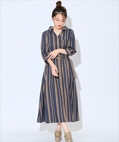 ストライプロングワンピース S ベージュ Redyazel 公式オンラインショップ バーンデストローズ