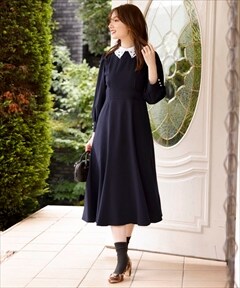 長袖刺繍カラーデイリードレスワンピース M ベージュ Swingle 公式オンラインショップ バーンデストローズ