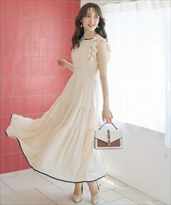 フリー【新品インポートセレクト】ボルドーフリルティアードプリーツワンピースドレス RI7875EW04758_30_l.jpg