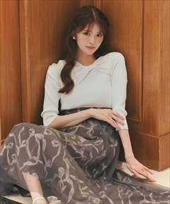 オフ×ブラウンリボン柄