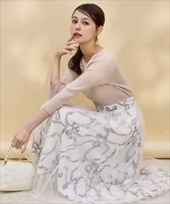 ピンク×オフリボン柄