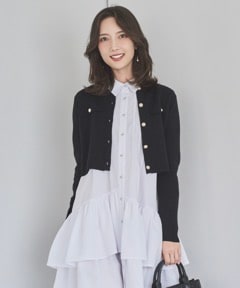 新品タグ付 JUSGLITTY 配色クルーカーディガン ２パールボタン 新品未使用 ジャスグリッティー 配色ニットカーディガン 2