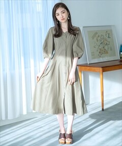 タイプライターボリュームスリーブワンピース S ベージュ Willselection 公式オンラインショップ バーンデストローズ