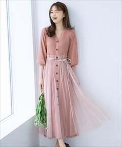 チュールオーバーワンピース M ベージュ Willselection 公式オンラインショップ バーンデストローズ