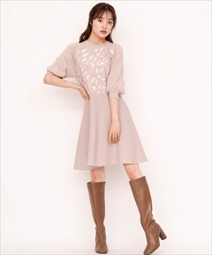 リボンレースニットチュニックワンピース M オフホワイト Willselection 公式オンラインショップ バーンデストローズ