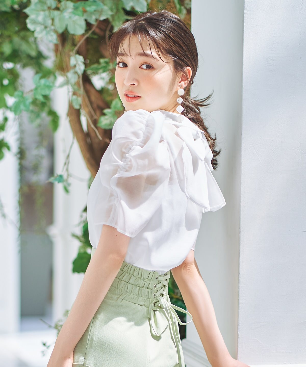 ラッフルバックリボンブラウス M ホワイト Willselection 公式オンラインショップ バーンデストローズ