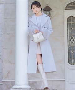 FOXファー付きウールコート(F ピンク): WILLSELECTION|公式 FOXファー付きウールコート(F ピンク): WILLSELECTION|公式