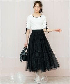 ラメチュールティアードスカート(F ブラック): WILLSELECTION