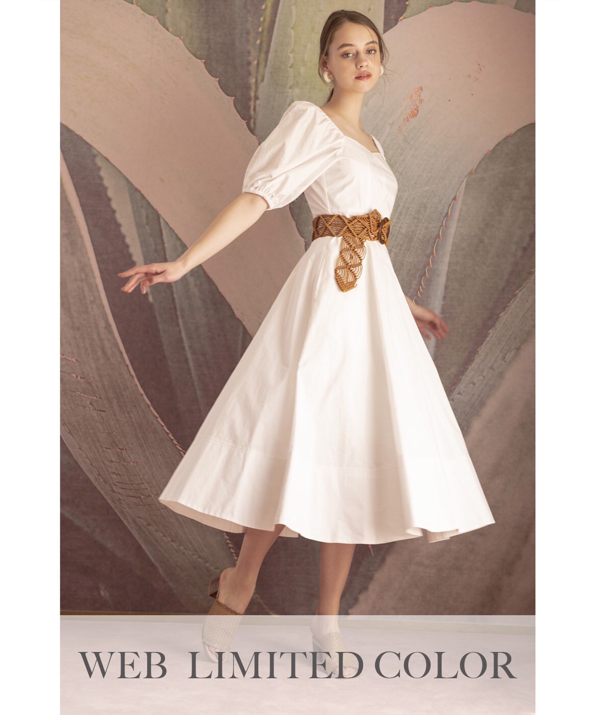 タイプライターステッチフレアワンピース M 白 オフ白 And Couture 公式オンラインショップ バーンデストローズ