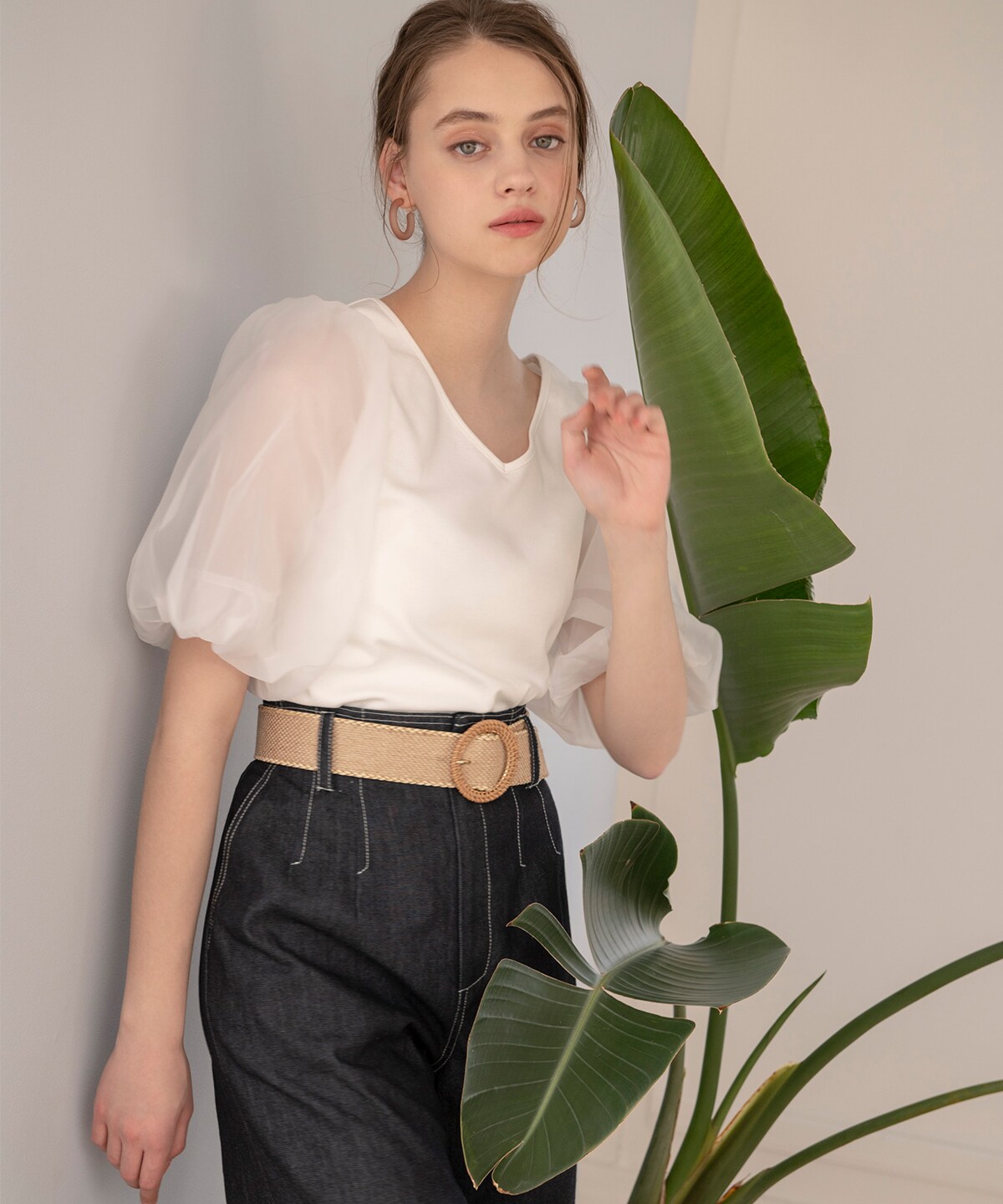 オーガンジー袖ボリュームプルオーバー M 白 オフ白 And Couture 公式オンラインショップ バーンデストローズ