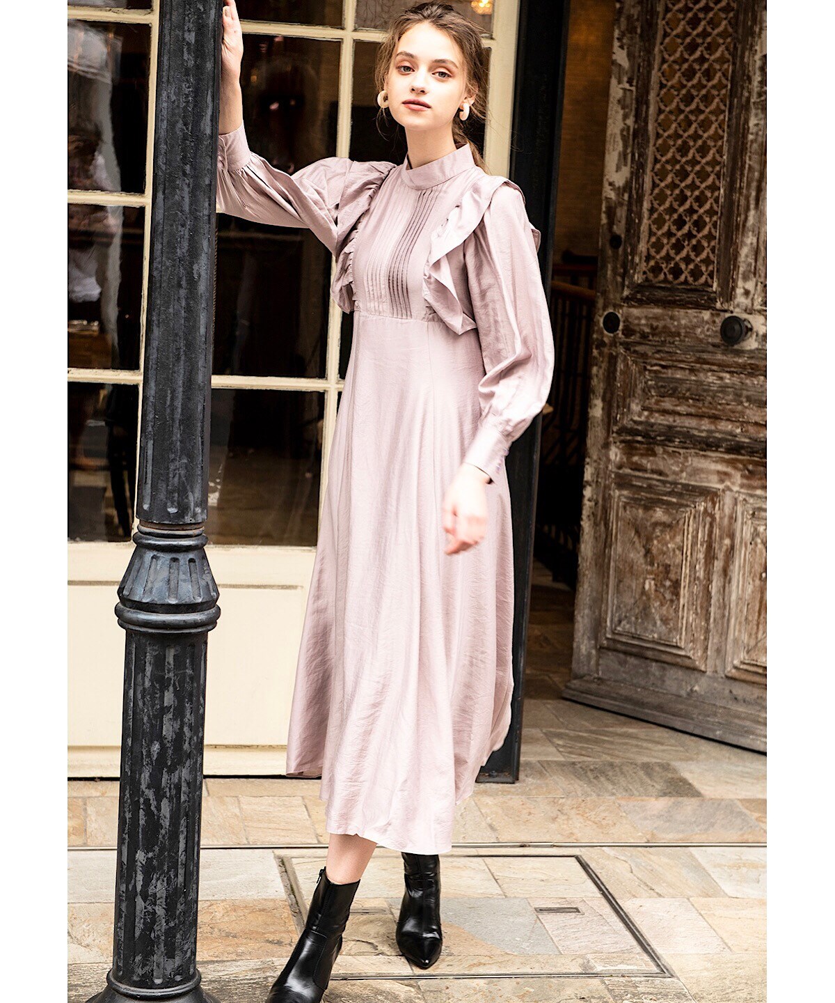 フロントタックフリルワンピース M ピンク And Couture 公式オンラインショップ バーンデストローズ