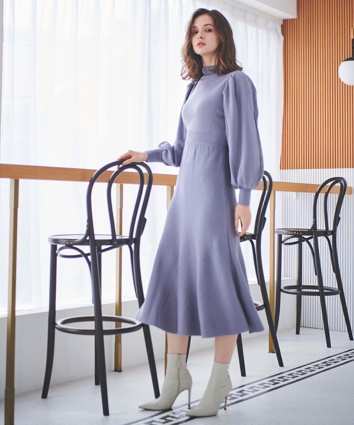 異素材袖ボリュームニットワンピース M パールモーブ And Couture 公式オンラインショップ バーンデストローズ