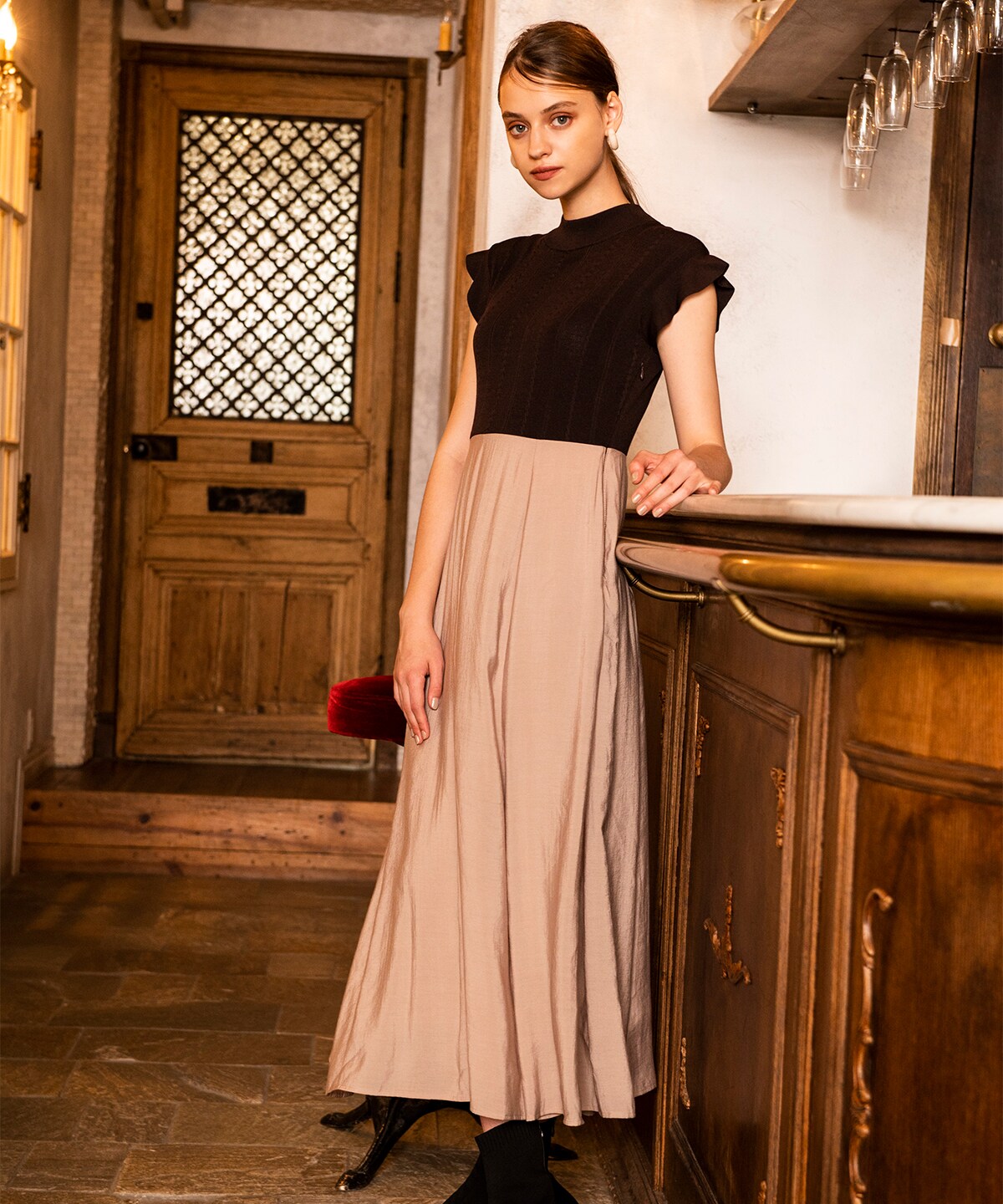 カーディガン 肩フリルドッキングワンピース M 茶 And Couture 公式オンラインショップ バーンデストローズ