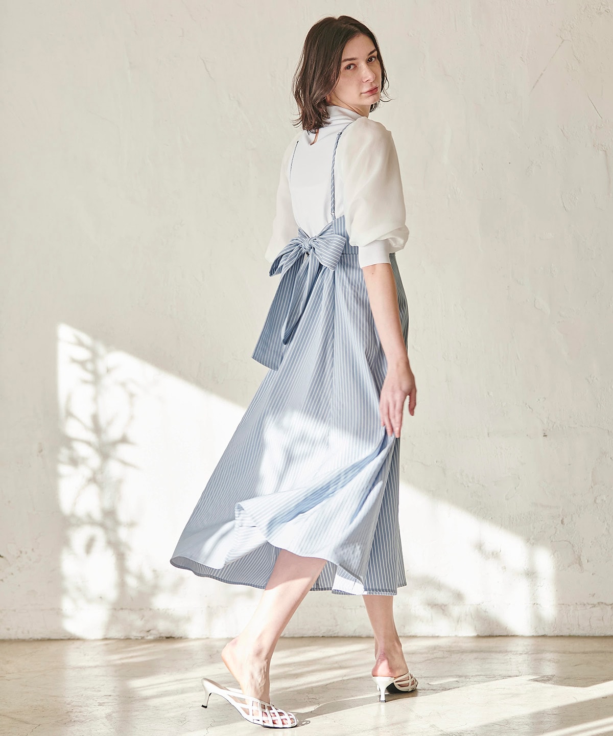 22 Spring バックリボンストライプワンピース M パープル系ボーダー ストライプ And Couture 公式オンラインショップ バーンデストローズ