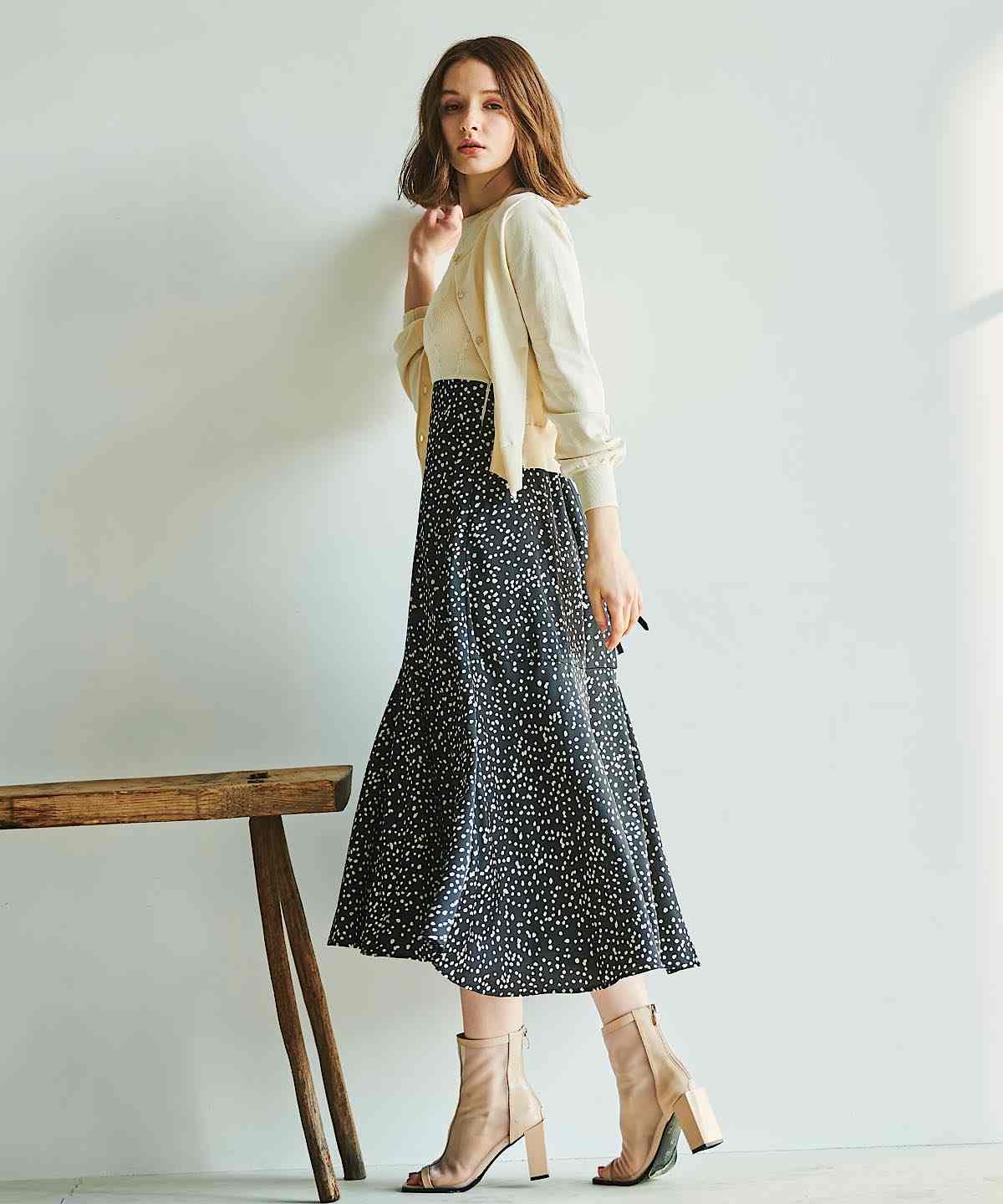 Set商品 カーディガン付きアニマル柄ドッキングワンピース M ベージュ And Couture 公式オンラインショップ バーンデストローズ