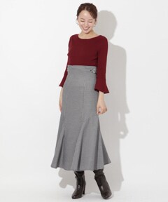 サイドベルト千鳥切替スカート(S ブラウン): And Couture｜公式 