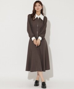 新品　BRIEFING WS HOODED ONE PIECE ベージュL Diosfront ワンピース 2022AW マキシ丈ハイウエスト切替ギャザー