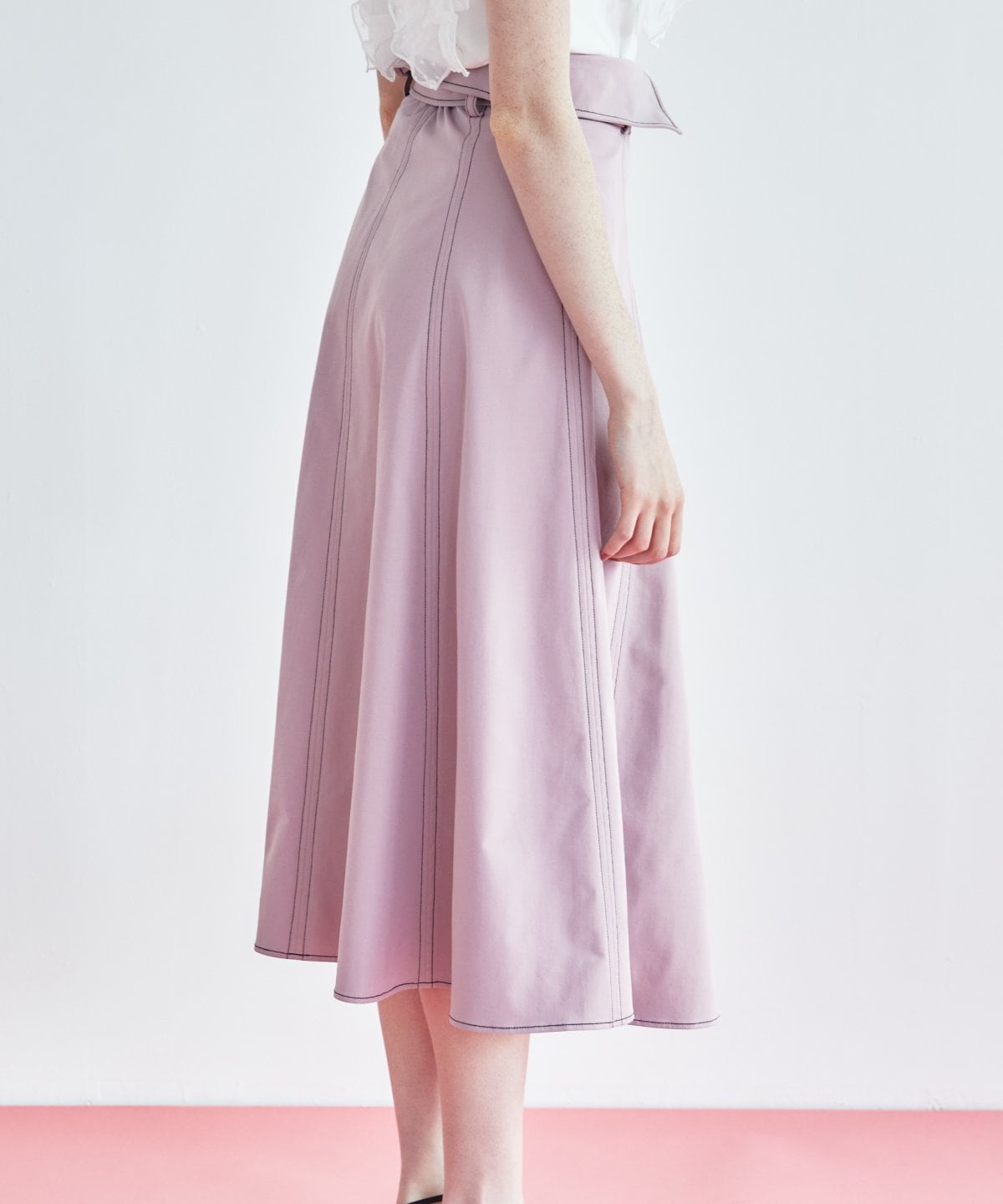 ステッチカラーフレアスカート