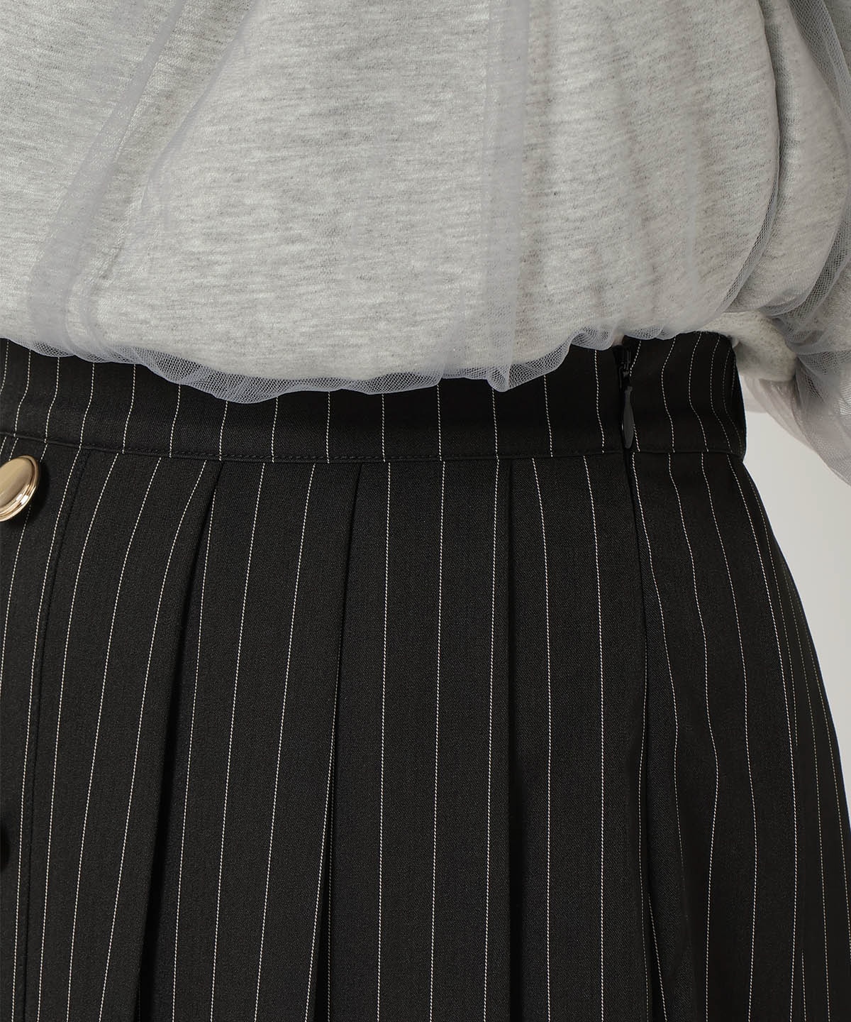 フロントボタンプリーツミニスカート