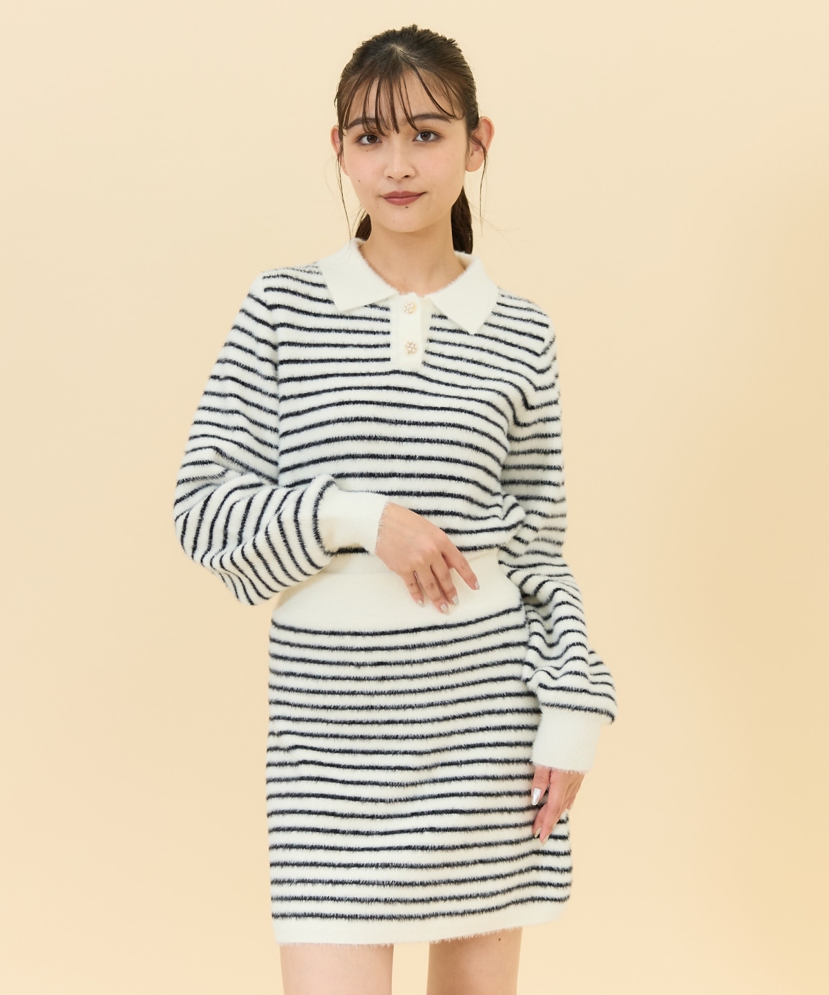 【セットアップ可能】シャギーニットミニスカート