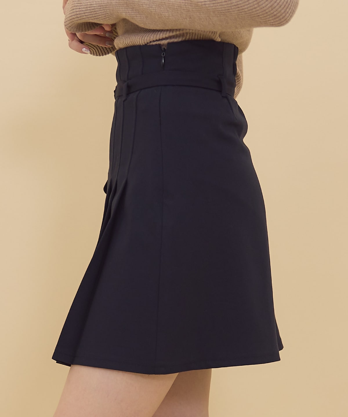 ハイウエストアシメプリーツミニスカート