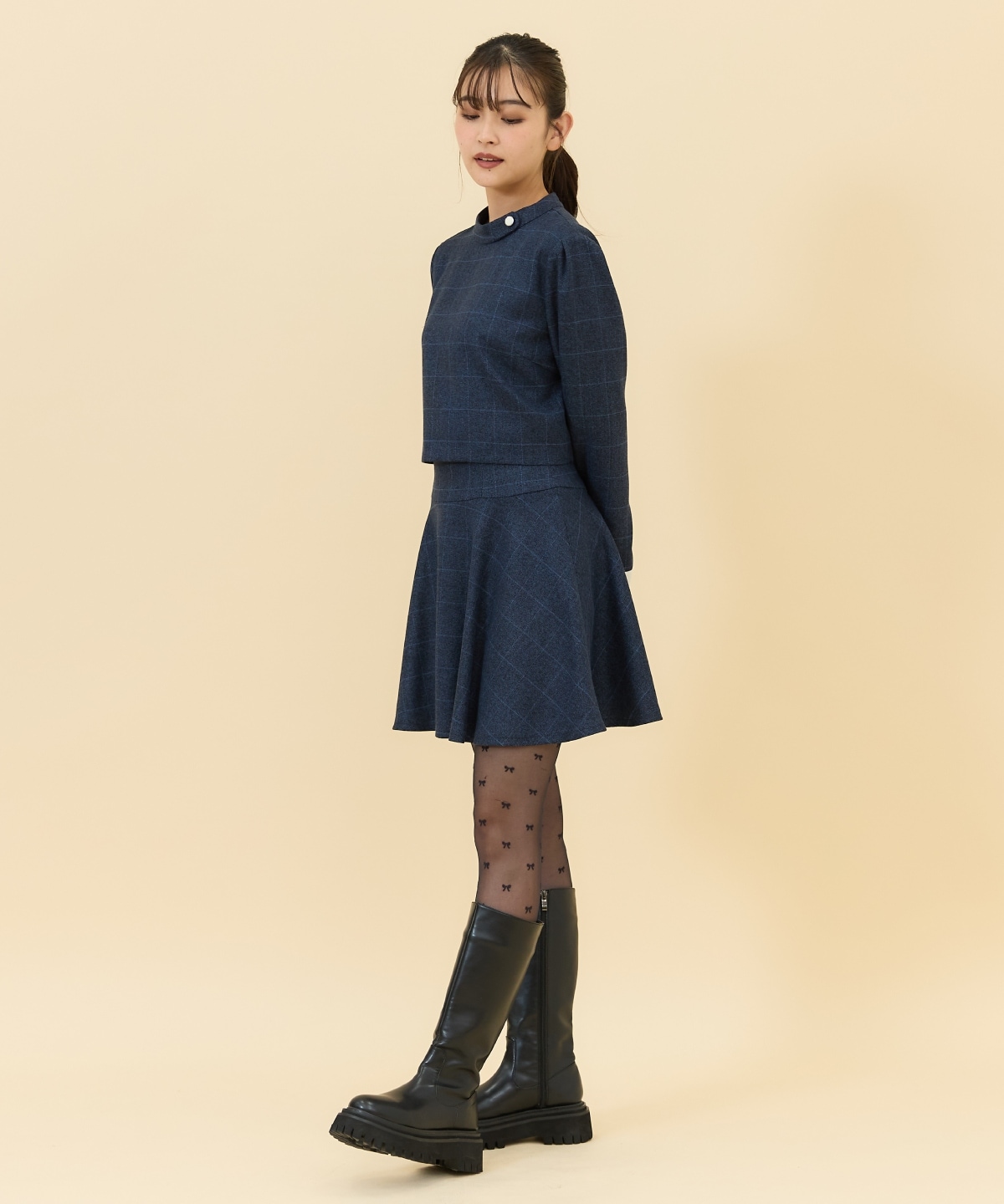 【セットアップ可能】チェックフレアミニスカート