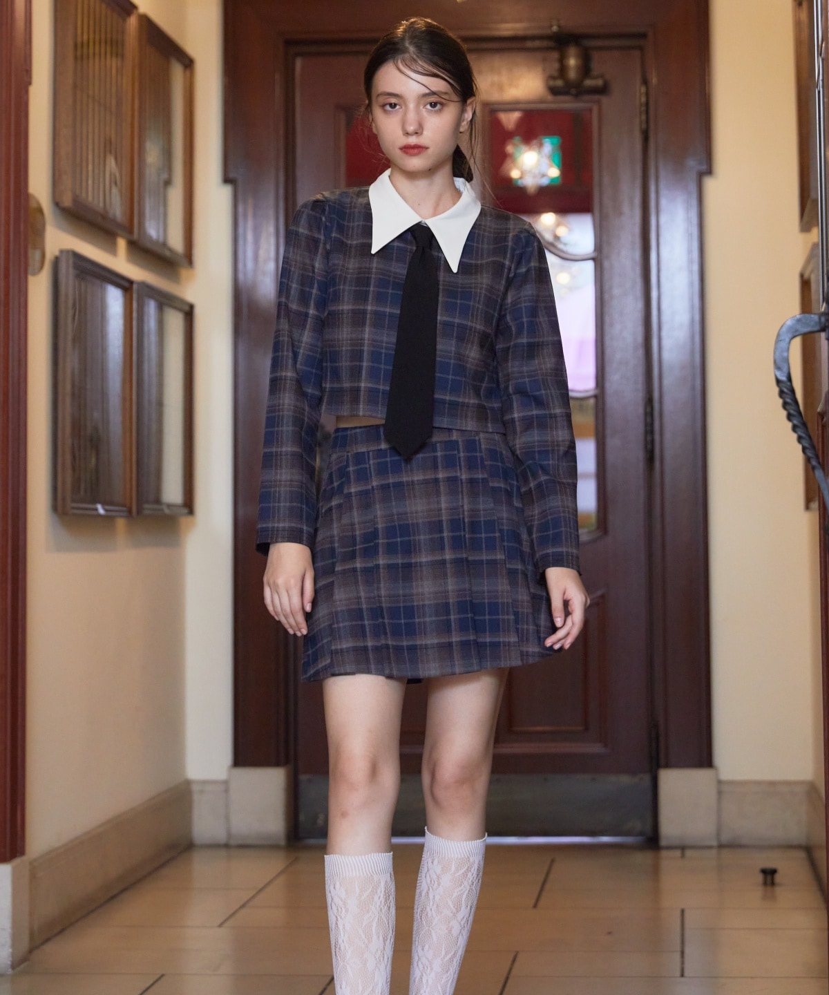 【セットアップ可能】チェックプリーツスカショーパン