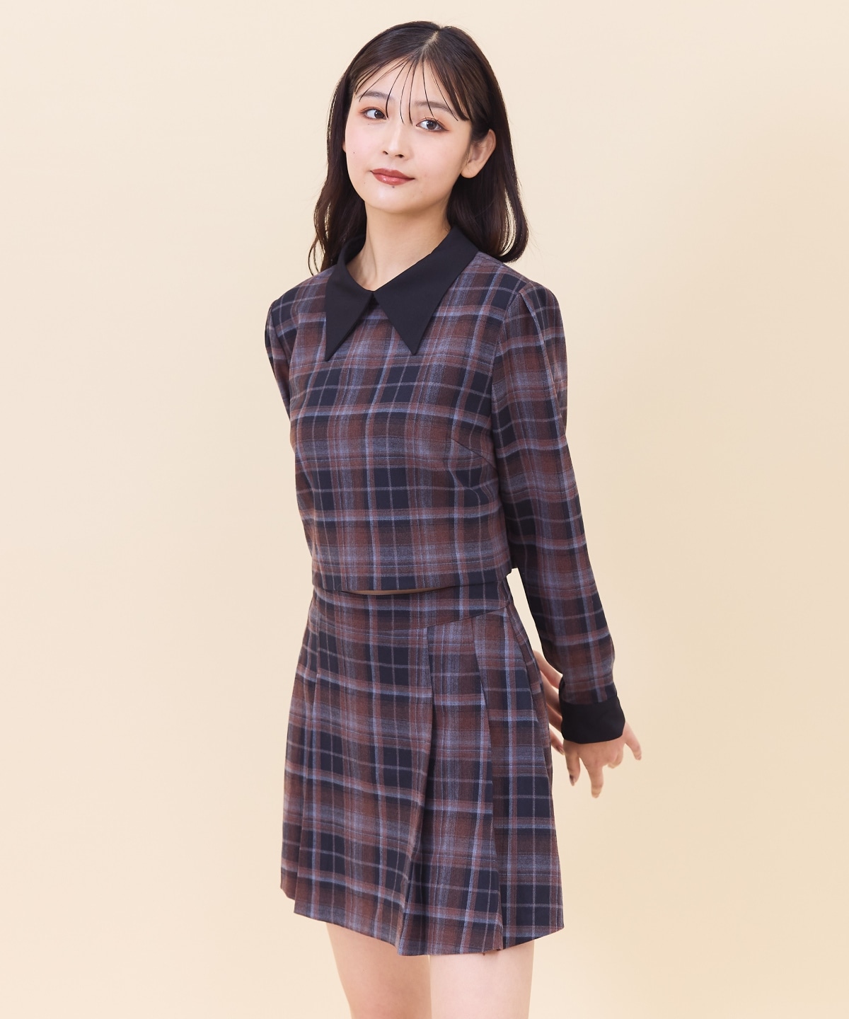 【セットアップ可能】チェックプリーツスカショーパン