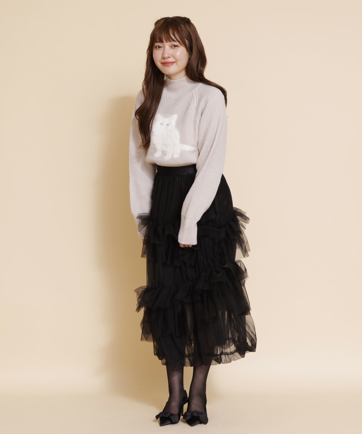 チュールフリルティアードスカート