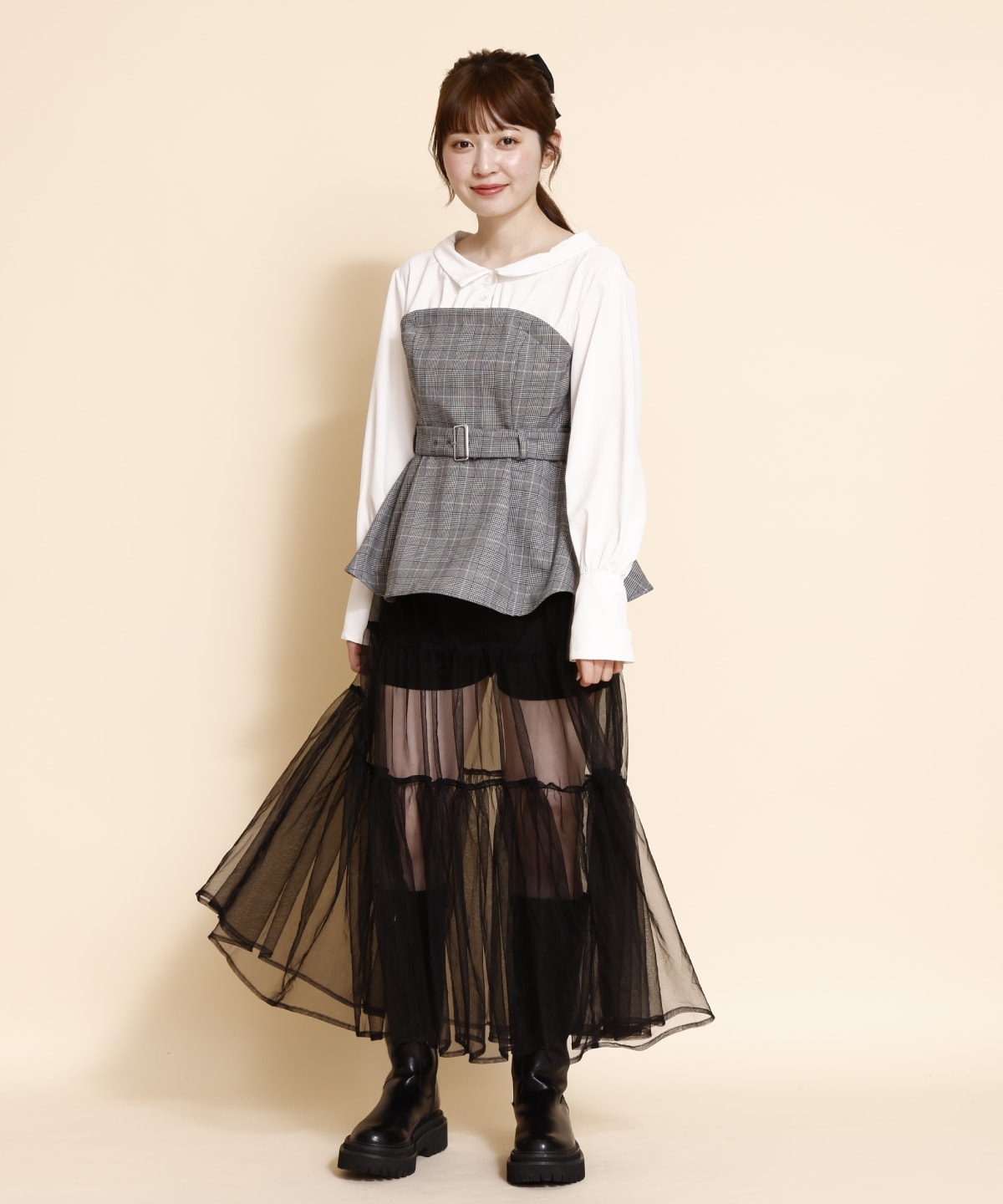 シャツドッキングベアワンピース